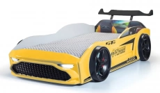 Детская кровать машина GT18 4x4 Turbo Yellow с подсветкой, спойлером